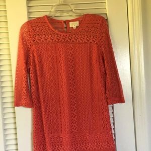Coral Lace long sleeved Dress